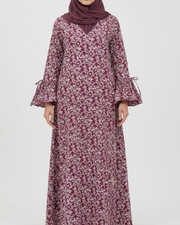 Classic Waist Ribbons Jalabiya M006 - Red and White Flowers