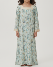 KIDS Buttoned Sleeve - Blue Golden Leaves