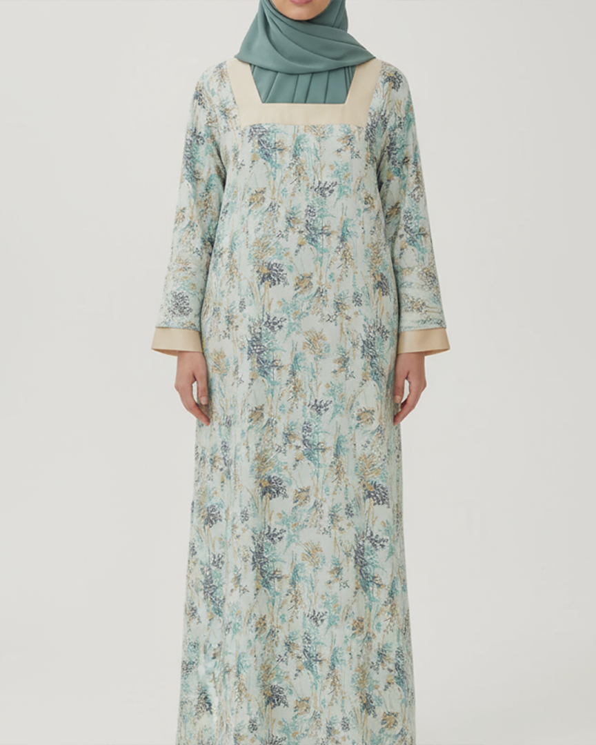 Buttoned Sleeve M002 - Blue Golden Leaves