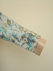 Buttoned Sleeve M002 - Blue Golden Leaves