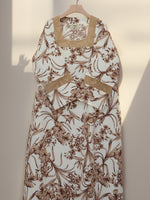 Load image into Gallery viewer, Pin-Tuck Mesh Sleeves Jalabiya - Brown and Beige Flowers
