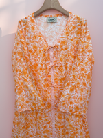 Load image into Gallery viewer, Triple Ribbons  jalabiya - Orange Flowers

