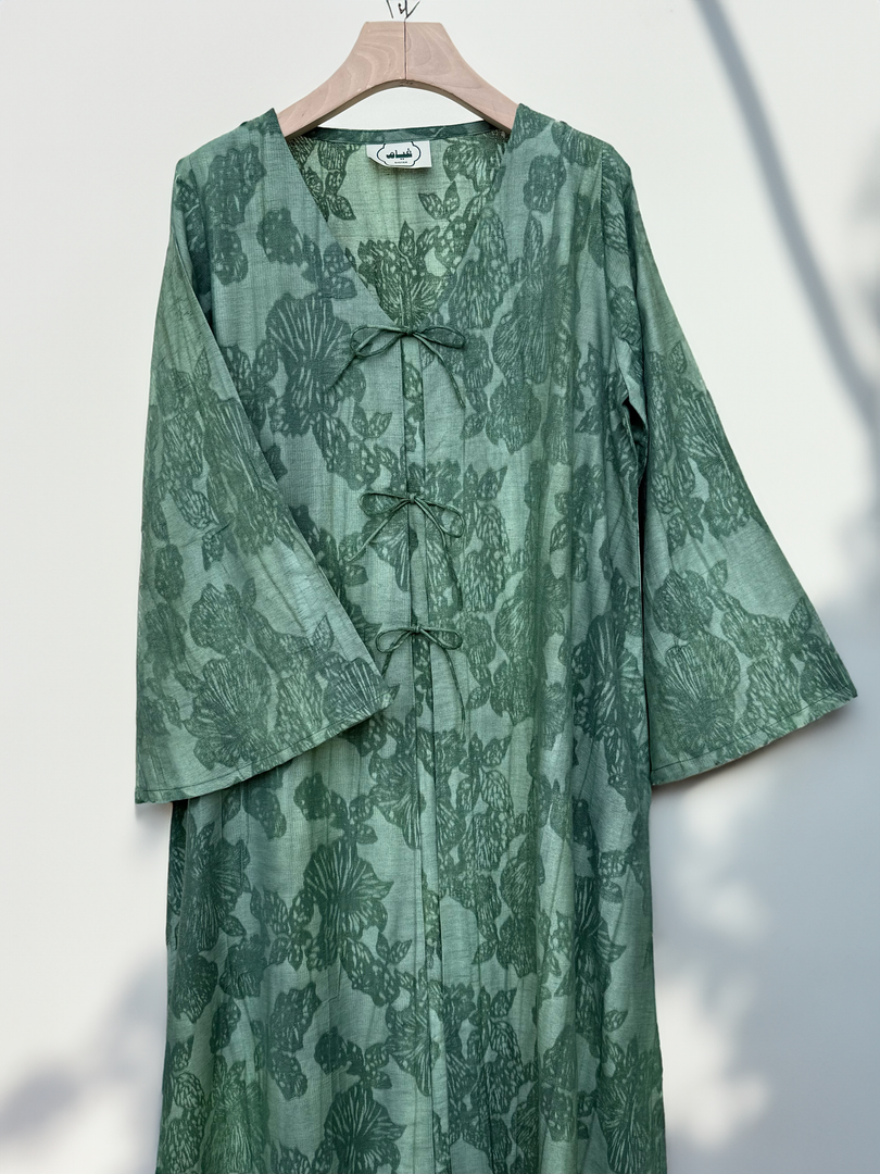 Triple Ribbons  jalabiya M001 - Viscose Jacquard Green 2
