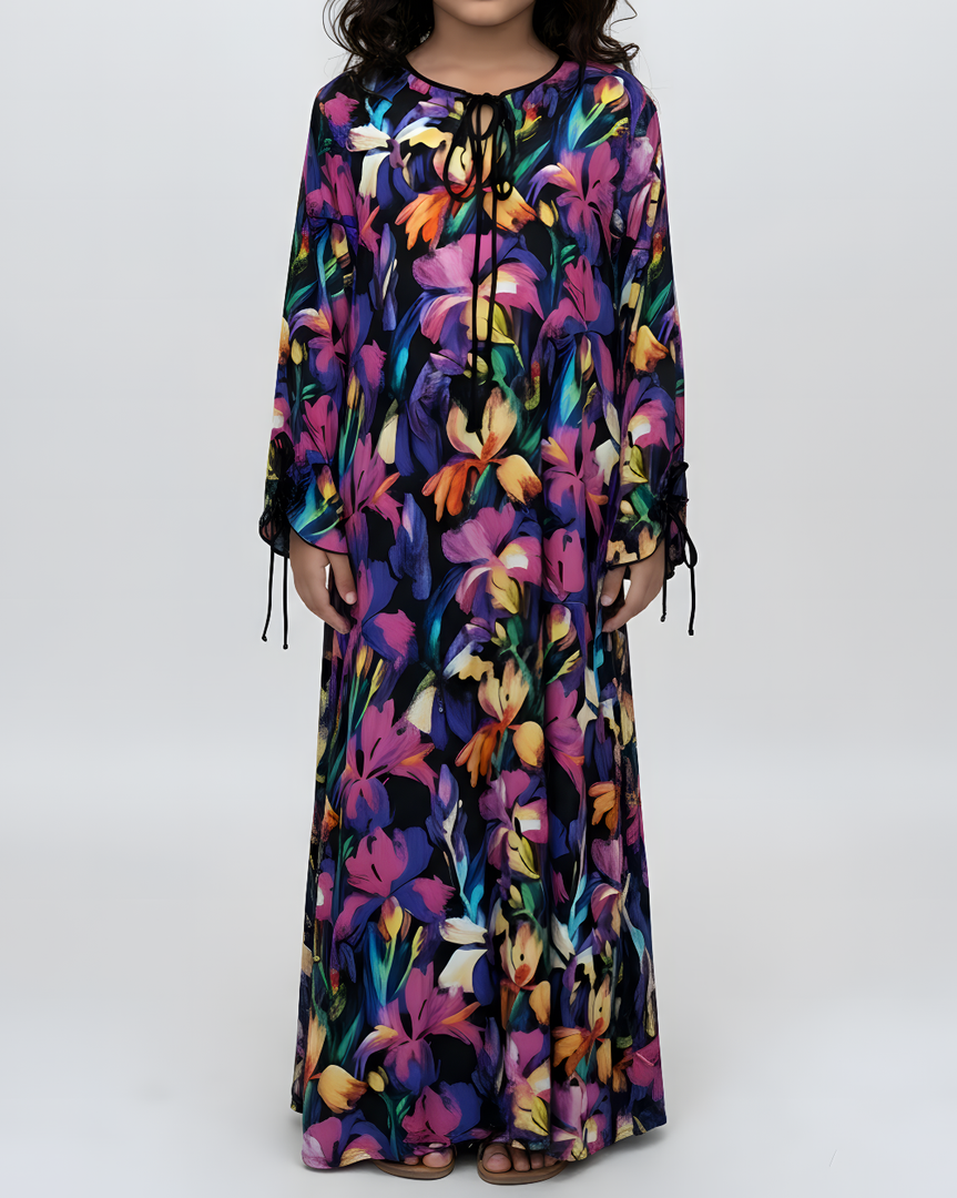 KIDS Ribbons Jalabiya - Vibrant Purple