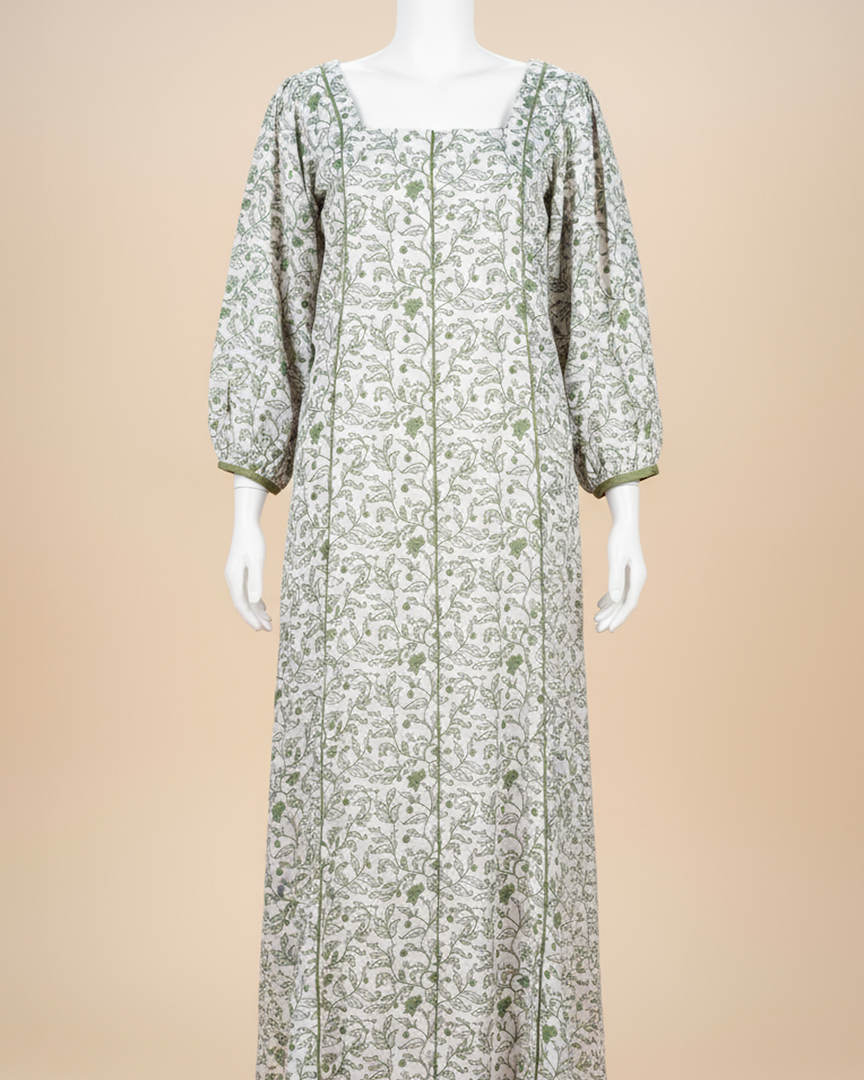 RESORT WEAR - Puffed Sleeve - Green Floral