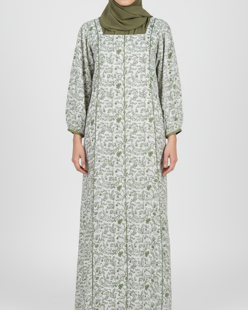 RESORT WEAR - Puffed Sleeve - Green Floral