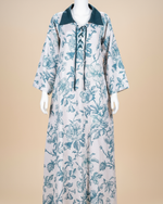 Load image into Gallery viewer, RESORT WEAR - Tie Up Neckline - Teal Flowers
