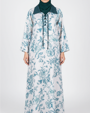 RESORT WEAR - Tie Up Neckline - Teal Flowers