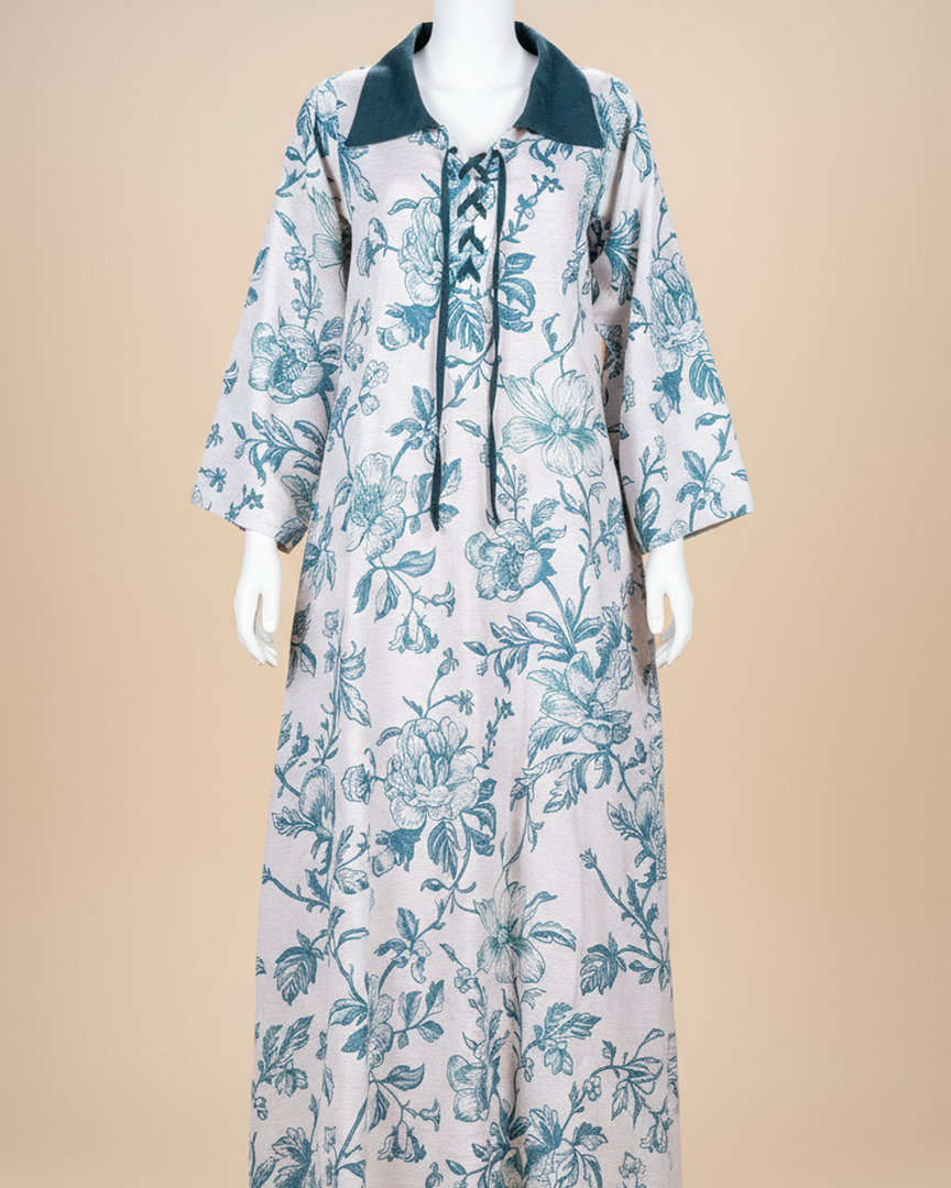 RESORT WEAR - Tie Up Neckline - Teal Flowers