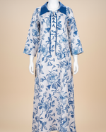 Load image into Gallery viewer, RESORT WEAR - Tie Up Neckline - Blue Flowers
