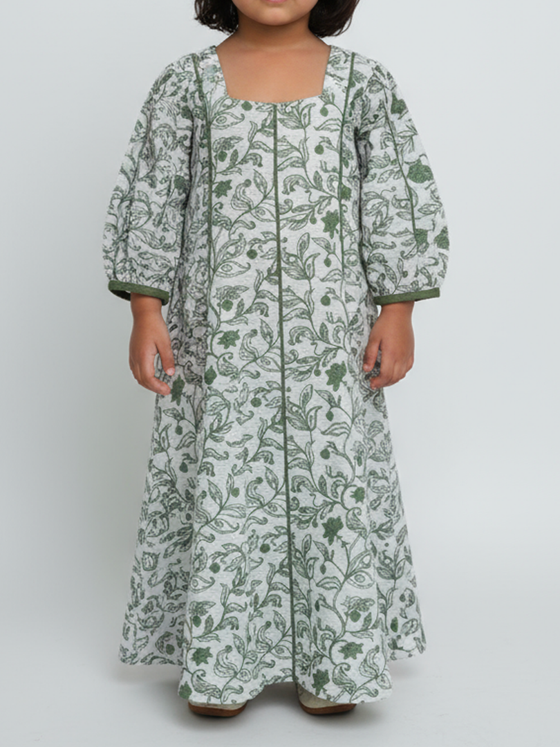 KIDS RESORT WEAR - RESORT WEAR - Puffed Sleeve - Green Floral