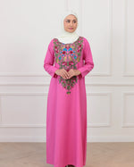 Load image into Gallery viewer, Pure Linen Embroidery Jalabiya - Pink