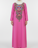Load image into Gallery viewer, Pure Linen Embroidery Jalabiya - Pink