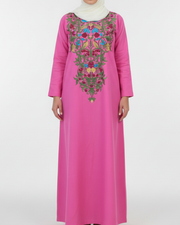 Pure Linen Embroidery Jalabiya - Pink