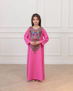 Load image into Gallery viewer, KIDS Pure Linen Embroidery Jalabiya - Pink