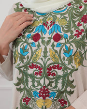 Pure Linen Embroidery Jalabiya - Beige