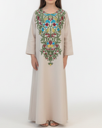 Load image into Gallery viewer, KIDS Pure Linen Embroidery Jalabiya - Beige