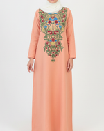 Load image into Gallery viewer, Pure Linen Embroidery Jalabiya - Peach