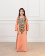 Load image into Gallery viewer, KIDS Pure Linen Embroidery Jalabiya - Peach