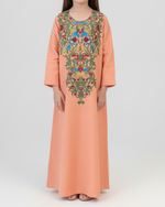 Load image into Gallery viewer, KIDS Pure Linen Embroidery Jalabiya - Peach