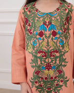 Load image into Gallery viewer, KIDS Pure Linen Embroidery Jalabiya - Peach