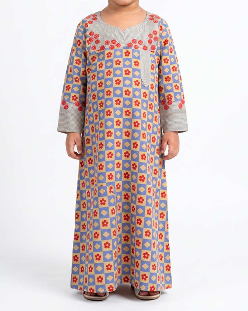 KIDS ZAR ICOLLECTION - Geometric Floral Tile Jalabiya