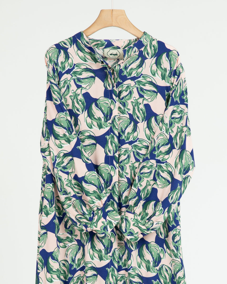 Rayon Green and Blue Flowers +Shailah