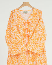 Cambric Cotton - Triple Ribbons  jalabiya +Shailah - Orange Flowers