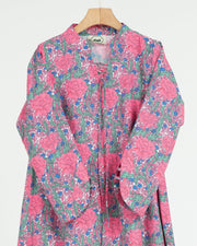 Turkish Cotton Tie-Up neckline Jalabiya +Shailah - Pink Roses Garden