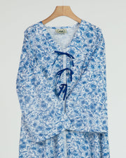 Cambric Cotton - Triple Ribbons  jalabiya +Shailah - Blue Flowers