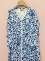 Load image into Gallery viewer, Triple Ribbons  jalabiya - Blue Flowers

