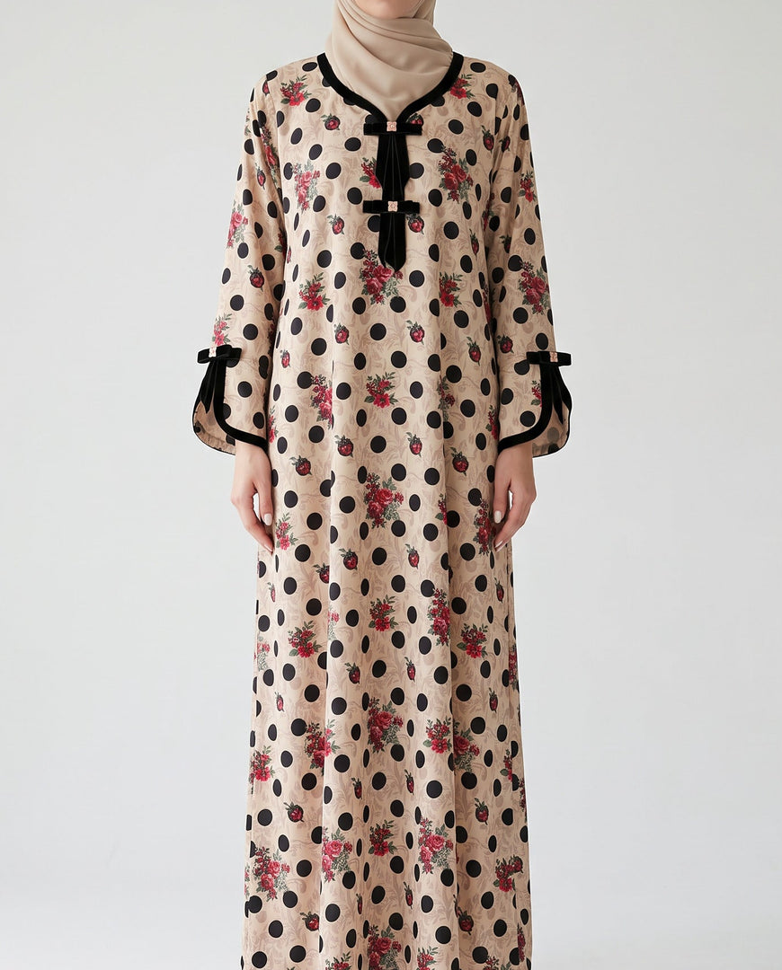 BEDAZZLED COLLECTION -Vintage Rose & Polka Dot Jalabiya