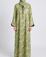 BEDAZZLED COLLECTION - French Sleeve Jalabiya - Sage Green Floral