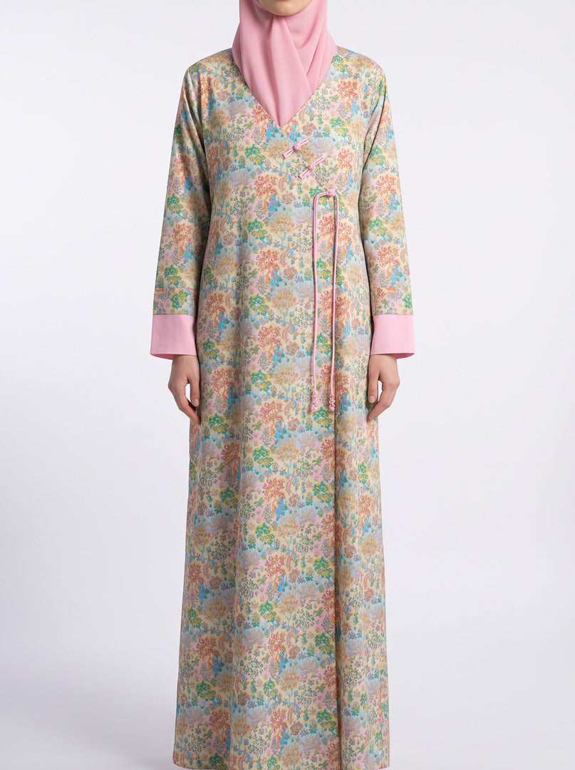 BEDAZZLED COLLECTION - Chinese Buttons Jalabiya - Pastel Garden
