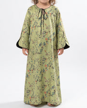 KIDS BEDAZZLED COLLECTION - French Sleeve Jalabiya - Sage Green Floral