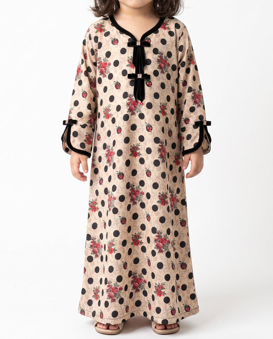 KIDS BEDAZZLED COLLECTION - Vintage Rose & Polka Dot Jalabiya