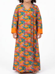 KIDS BEDAZZLED COLLECTION - Chinese Buttons Jalabiya - Vibrant Garden
