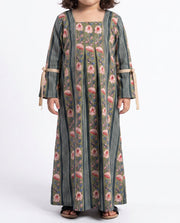 KIDS Pleated Tie Sleeve Jalabiya - Grey