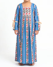 KIDS Pleated Tie Sleeve Jalabiya - Blue